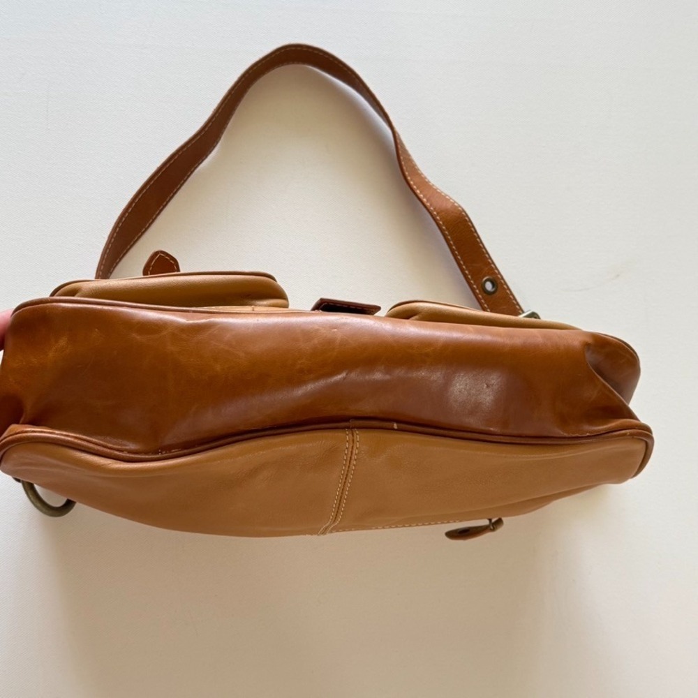 LUCE Leather Hobo Handbag Purse Shoulder Bag Brown‎ Tan Zip Closure Boho - Picture 7 of 16
